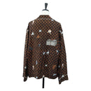 LOUIS VUITTON Catgram Long Sleeve Shirt Silk 40 Brown LV Auth ar14094-2