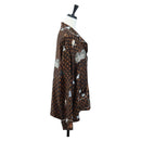 LOUIS VUITTON Catgram Long Sleeve Shirt Silk 40 Brown LV Auth ar14094-4
