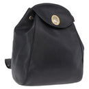 Christian Dior Backpack Leather Black Gold Tone Auth ar14096A-1