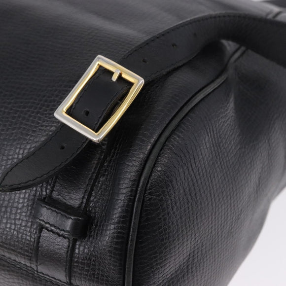 Christian Dior Backpack Leather Black Gold Tone Auth ar14096A