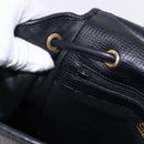Christian Dior Backpack Leather Black Gold Tone Auth ar14096A-21