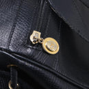 Christian Dior Backpack Leather Black Gold Tone Auth ar14096A-23
