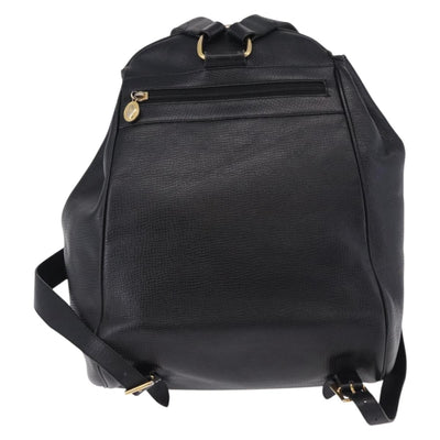 Christian Dior Backpack Leather Black Gold Tone Auth ar14096A - 0