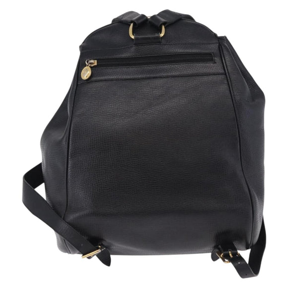 Christian Dior Backpack Leather Black Gold Tone Auth ar14096A