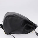 Christian Dior Backpack Leather Black Gold Tone Auth ar14096A-3