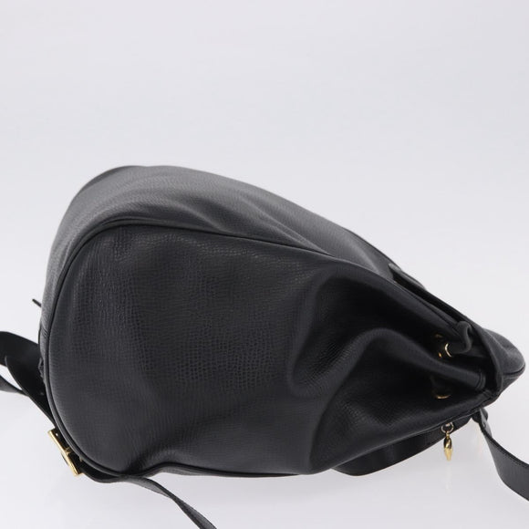 Christian Dior Backpack Leather Black Gold Tone Auth ar14096A