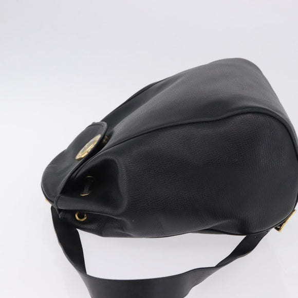 Christian Dior Backpack Leather Black Gold Tone Auth ar14096A