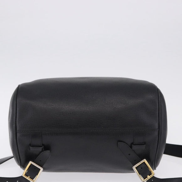 Christian Dior Backpack Leather Black Gold Tone Auth ar14096A