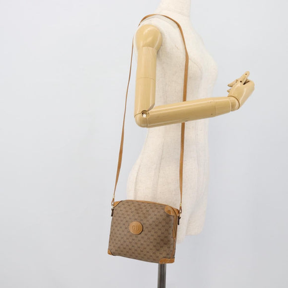 GUCCI Micro GG Shoulder Bag PVC Leather Beige Gold 007 115 0093 Auth ar14097