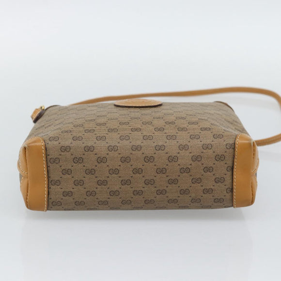 GUCCI Micro GG Shoulder Bag PVC Leather Beige Gold 007 115 0093 Auth ar14097