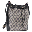 GUCCI GG Supreme Shoulder Bag PVC Leather Navy Gold Tone 41 02 034 Auth ar14100-1