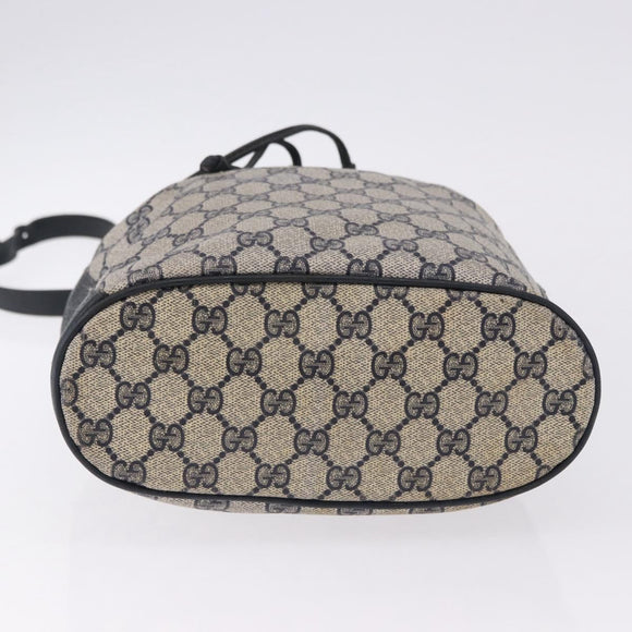 GUCCI GG Supreme Shoulder Bag PVC Leather Navy Gold Tone 41 02 034 Auth ar14100