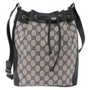 GUCCI GG Supreme Shoulder Bag PVC Leather Navy Gold Tone 41 02 034 Auth ar14100-2
