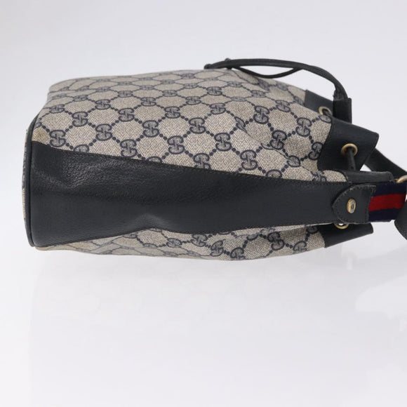 GUCCI GG Supreme Shoulder Bag PVC Leather Navy Gold Tone 41 02 034 Auth ar14100