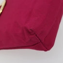 CELINE Circle Pouch Nylon Pink Gold Tone Auth ar14102-11