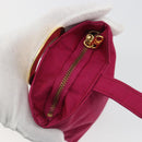 CELINE Circle Pouch Nylon Pink Gold Tone Auth ar14102-15