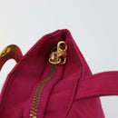 CELINE Circle Pouch Nylon Pink Gold Tone Auth ar14102-16