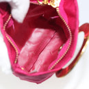 CELINE Circle Pouch Nylon Pink Gold Tone Auth ar14102-17