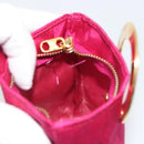 CELINE Circle Pouch Nylon Pink Gold Tone Auth ar14102-18