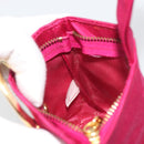 CELINE Circle Pouch Nylon Pink Gold Tone Auth ar14102-19