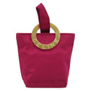 CELINE Circle Pouch Nylon Pink Gold Tone Auth ar14102-2