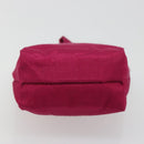 CELINE Circle Pouch Nylon Pink Gold Tone Auth ar14102-9