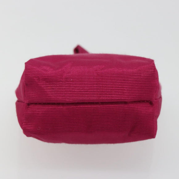 CELINE Circle Pouch Nylon Pink Gold Tone Auth ar14102