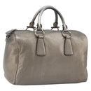 LOUIS VUITTON Gancini Hand Bag Leather Silver LV Auth ar14110-1