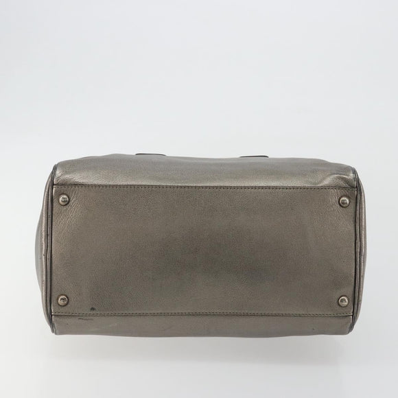 LOUIS VUITTON Gancini Hand Bag Leather Silver LV Auth ar14110