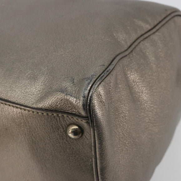 LOUIS VUITTON Gancini Hand Bag Leather Silver LV Auth ar14110