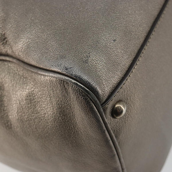 LOUIS VUITTON Gancini Hand Bag Leather Silver LV Auth ar14110