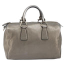LOUIS VUITTON Gancini Hand Bag Leather Silver LV Auth ar14110-2