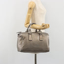 LOUIS VUITTON Gancini Hand Bag Leather Silver LV Auth ar14110-24