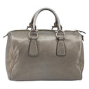 LOUIS VUITTON Gancini Hand Bag Leather Silver LV Auth ar14110-3