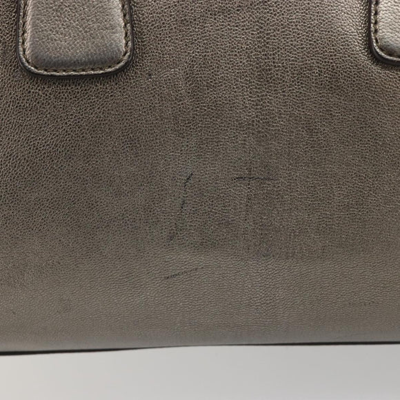 LOUIS VUITTON Gancini Hand Bag Leather Silver LV Auth ar14110