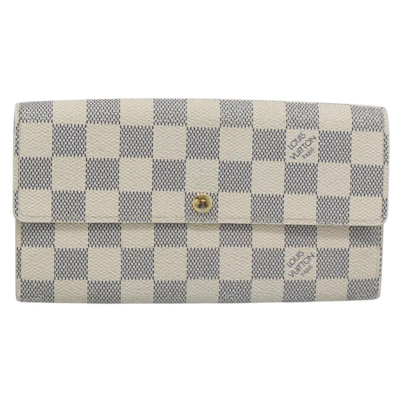 LOUIS VUITTON Damier Azur Portefeuille Sarah Long Wallet N63208 LV Auth ar14114
