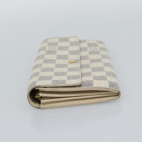 LOUIS VUITTON Damier Azur Portefeuille Sarah Long Wallet N63208 LV Auth ar14114