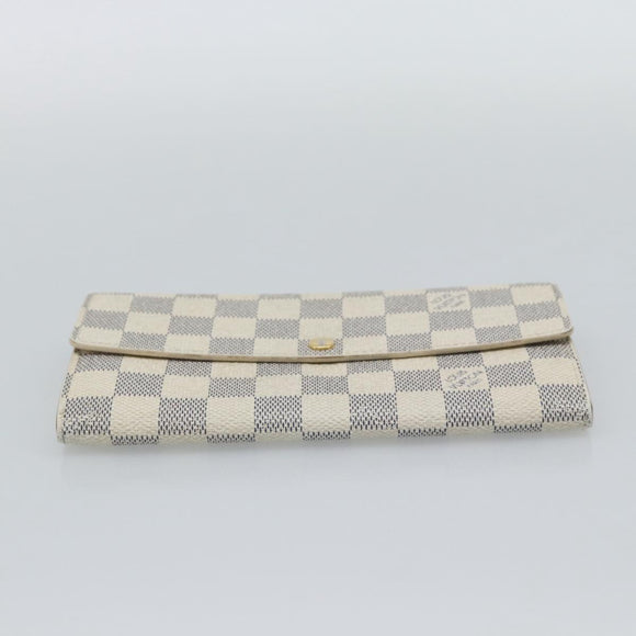 LOUIS VUITTON Damier Azur Portefeuille Sarah Long Wallet N63208 LV Auth ar14114