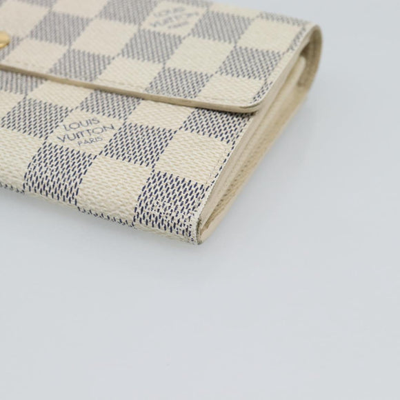 LOUIS VUITTON Damier Azur Portefeuille Sarah Long Wallet N63208 LV Auth ar14114