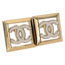 CHANEL Earring Metal Gold Tone White CC Auth ar14117M-1
