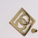 CHANEL Earring Metal Gold Tone White CC Auth ar14117M-10
