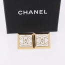 CHANEL Earring Metal Gold Tone White CC Auth ar14117M-11