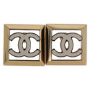 CHANEL Earring Metal Gold Tone White CC Auth ar14117M-2