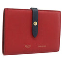 CELINE Large Strap Wallet Bifold Wallet Leather Red Gold Tone Auth ar14122A-1