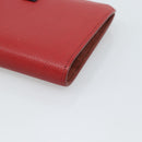 CELINE Large Strap Wallet Bifold Wallet Leather Red Gold Tone Auth ar14122A-10
