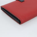 CELINE Large Strap Wallet Bifold Wallet Leather Red Gold Tone Auth ar14122A-11
