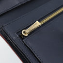 CELINE Large Strap Wallet Bifold Wallet Leather Red Gold Tone Auth ar14122A-17