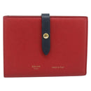CELINE Large Strap Wallet Bifold Wallet Leather Red Gold Tone Auth ar14122A-2