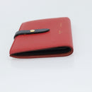 CELINE Large Strap Wallet Bifold Wallet Leather Red Gold Tone Auth ar14122A-5