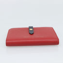 CELINE Large Strap Wallet Bifold Wallet Leather Red Gold Tone Auth ar14122A-7